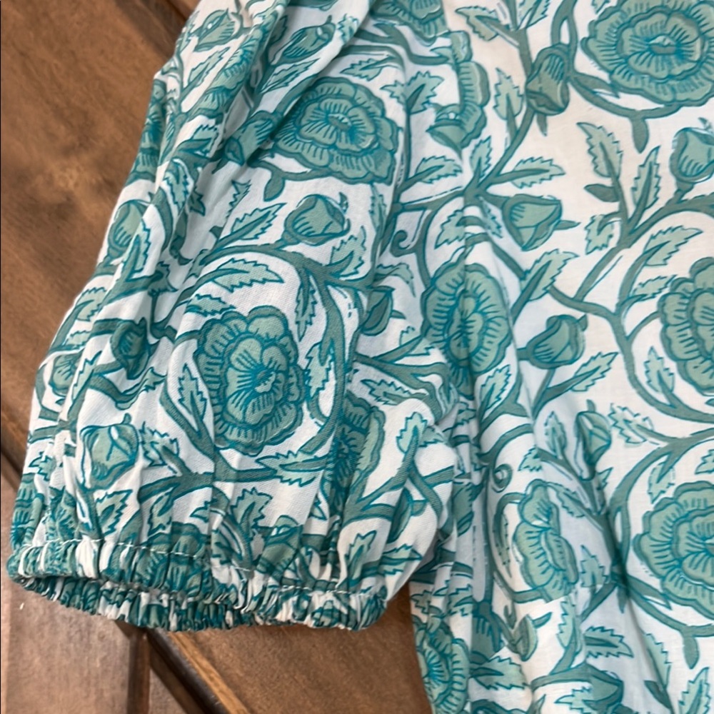 CELINA MOON Teal and White Patterned Midi Dress - Picture 3 of 9